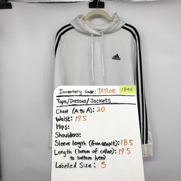 adidas White Essentials 3-stripes French Terry Crop Hoodie size S - Picture 14 of 16